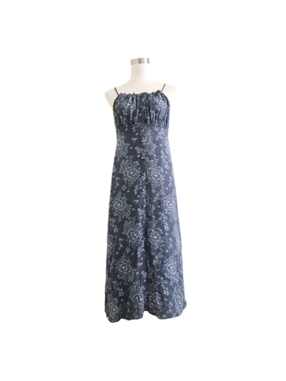 Madewell Dusty Blue Floral Slip Dress - Picture 2 of 10
